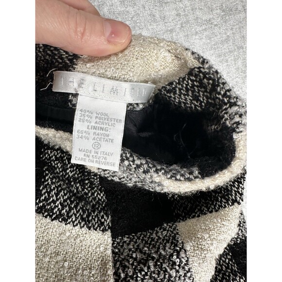 The Limited Pencil Skirt Textured Tweed Black White Plaid Women’s Size 12 Wool - Picture 6 of 6